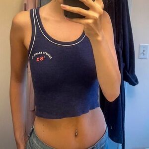 American Eagle Dark Blue Ribbed Cotton Tank Top Size Small